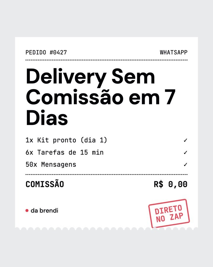 Capa do guia Delivery Sem Comissão em 7 Dias no formato de cupom de pedido